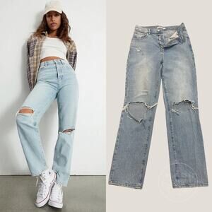 PacSun Dad Jeans 26 | Vintage Wash Straight Leg, Distressed Denim, Button-fly